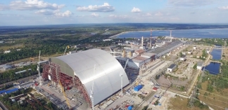 Chernobyl arch slides into place